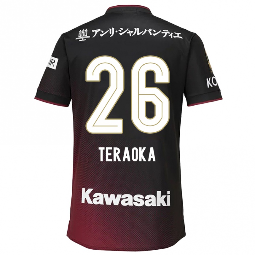 Gyermek Labdarúgás Yuma Teraoka #26 Fekete Piros Hazai Jersey 2024/25 Mez Póló Ing