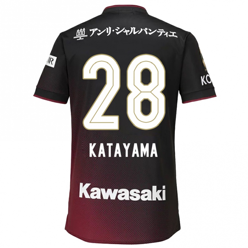 Gyermek Labdarúgás Kota Katayama #28 Fekete Piros Hazai Jersey 2024/25 Mez Póló Ing