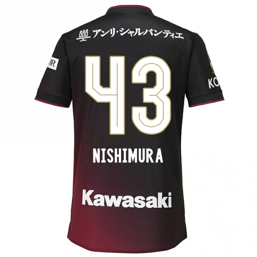 Gyermek Labdarúgás Nagi Nishimura #43 Fekete Piros Hazai Jersey 2024/25 Mez Póló Ing