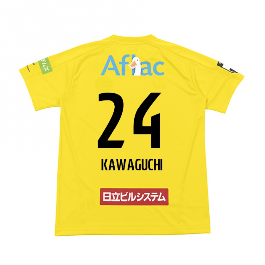 Gyermek Labdarúgás Naoki Kawaguchi #24 Sárga Fekete Hazai Jersey 2024/25 Mez Póló Ing