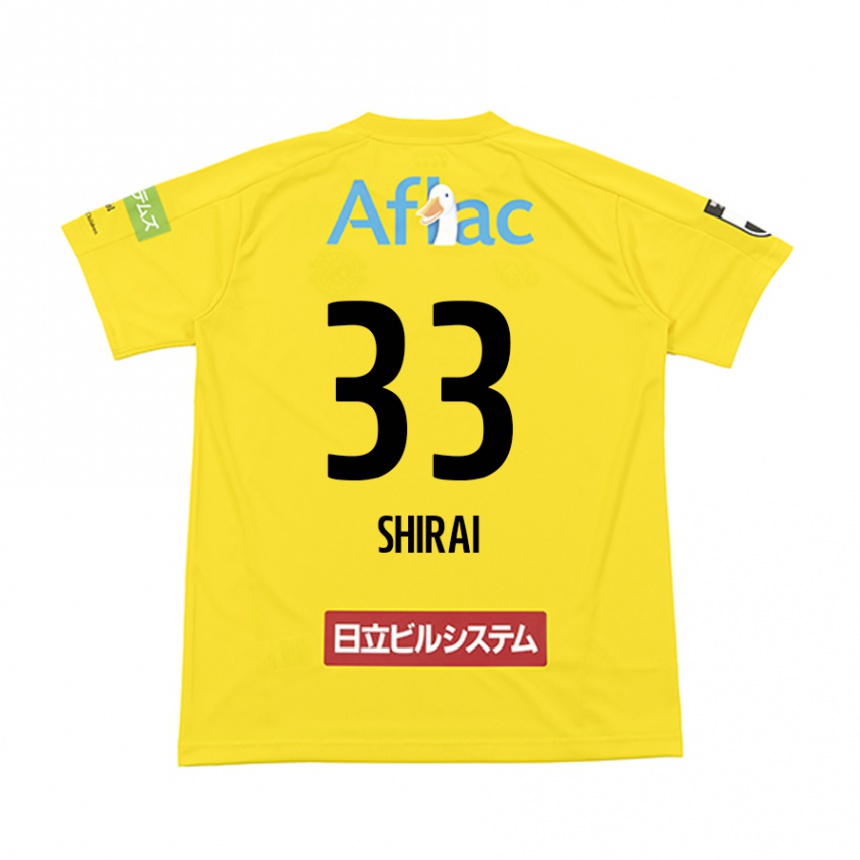 Gyermek Labdarúgás Eiji Shirai #33 Sárga Fekete Hazai Jersey 2024/25 Mez Póló Ing