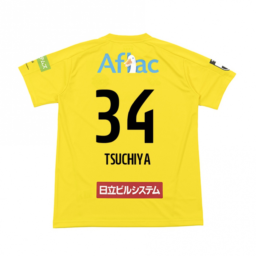 Gyermek Labdarúgás Takumi Tsuchiya #34 Sárga Fekete Hazai Jersey 2024/25 Mez Póló Ing