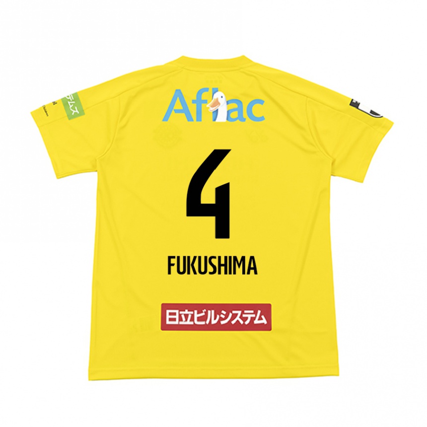 Gyermek Labdarúgás Taiga Fukushima #4 Sárga Fekete Hazai Jersey 2024/25 Mez Póló Ing