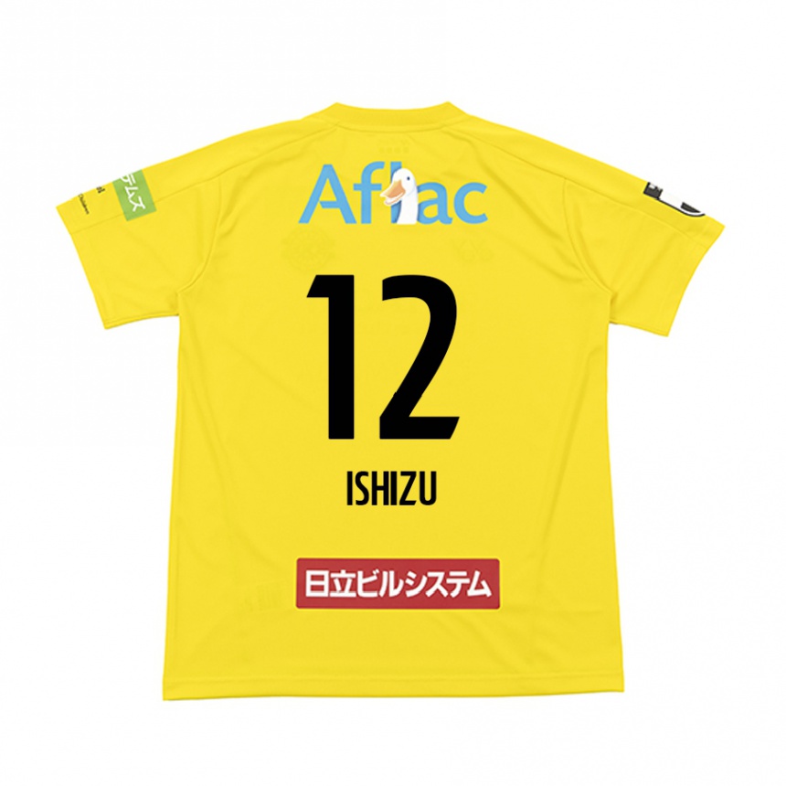 Gyermek Labdarúgás Kazuki Ishizu #12 Sárga Fekete Hazai Jersey 2024/25 Mez Póló Ing