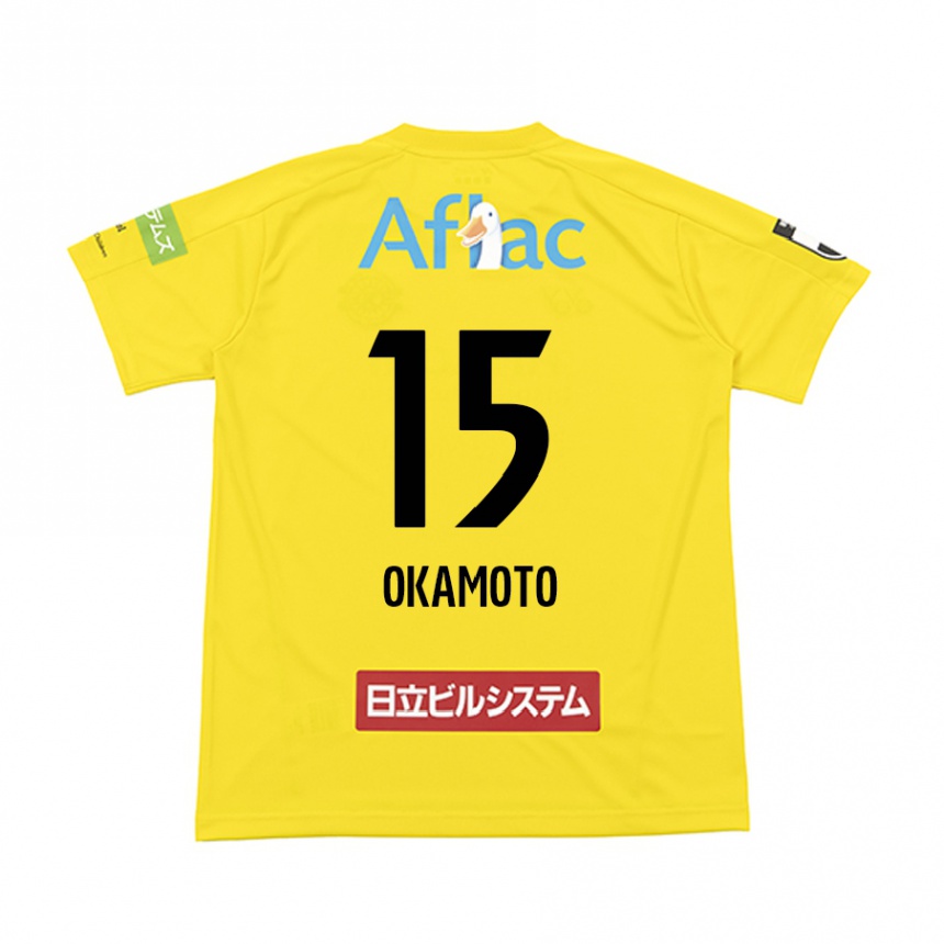 Gyermek Labdarúgás Ryoji Okamoto #15 Sárga Fekete Hazai Jersey 2024/25 Mez Póló Ing