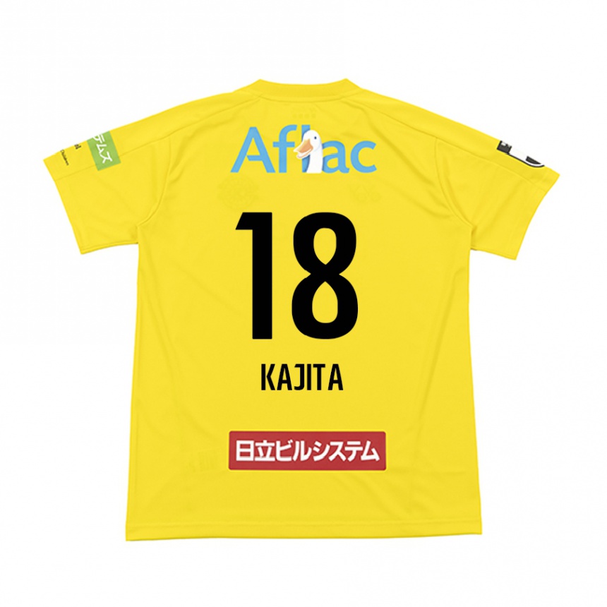 Gyermek Labdarúgás Kento Kajita #18 Sárga Fekete Hazai Jersey 2024/25 Mez Póló Ing