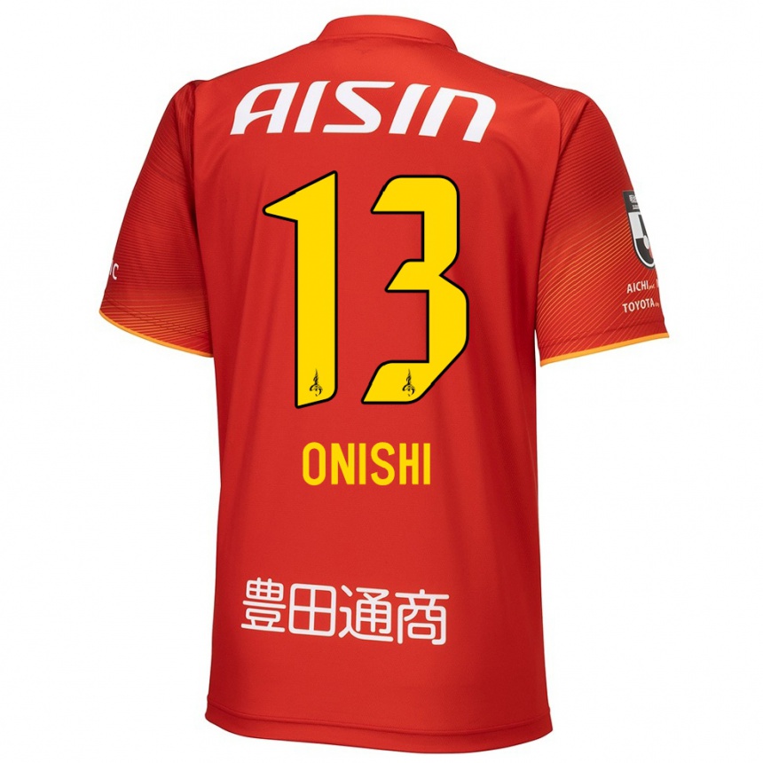 Gyermek Labdarúgás Ritsu Onishi #13 Piros Fehér Sárga Hazai Jersey 2024/25 Mez Póló Ing