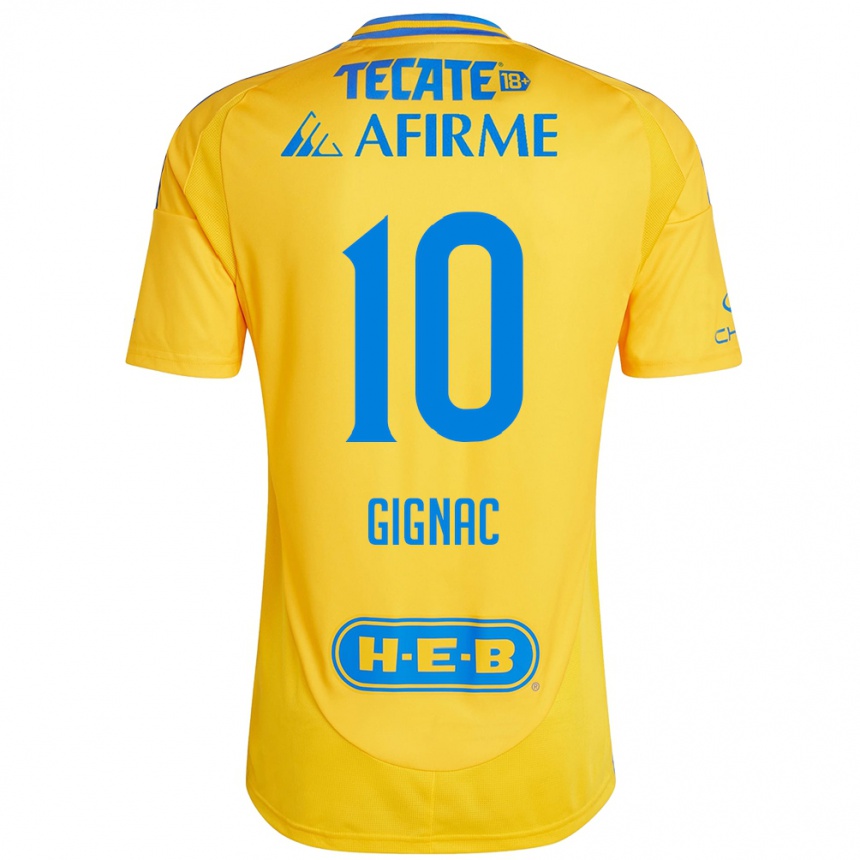 Gyermek Labdarúgás André-Pierre Gignac #10 Arany Sárga Hazai Jersey 2024/25 Mez Póló Ing