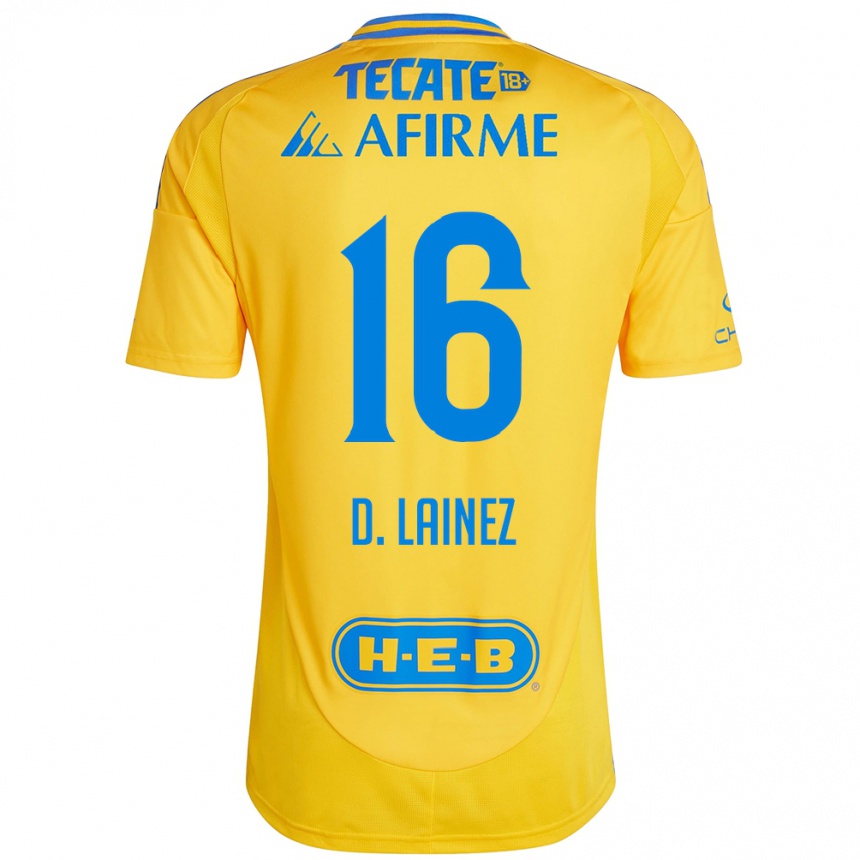 Gyermek Labdarúgás Diego Lainez #16 Arany Sárga Hazai Jersey 2024/25 Mez Póló Ing