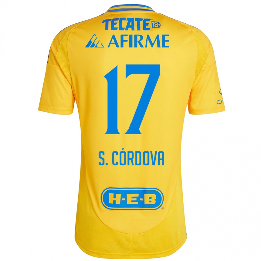 Gyermek Labdarúgás Sebastián Córdova #17 Arany Sárga Hazai Jersey 2024/25 Mez Póló Ing