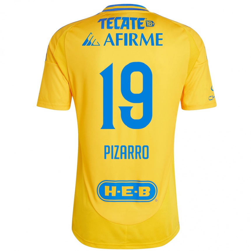 Gyermek Labdarúgás Guido Pizarro #19 Arany Sárga Hazai Jersey 2024/25 Mez Póló Ing