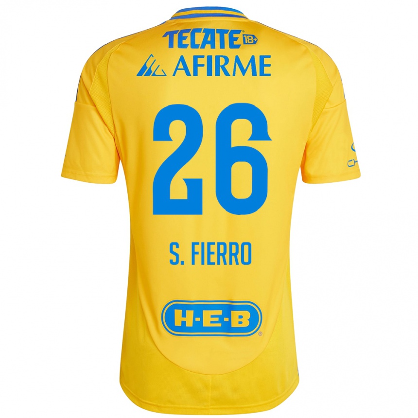 Gyermek Labdarúgás Sebastián Fierro #26 Arany Sárga Hazai Jersey 2024/25 Mez Póló Ing