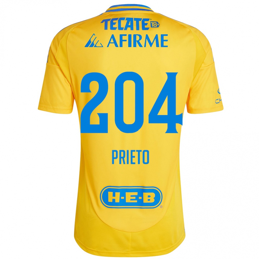 Gyermek Labdarúgás Leonel Prieto #204 Arany Sárga Hazai Jersey 2024/25 Mez Póló Ing