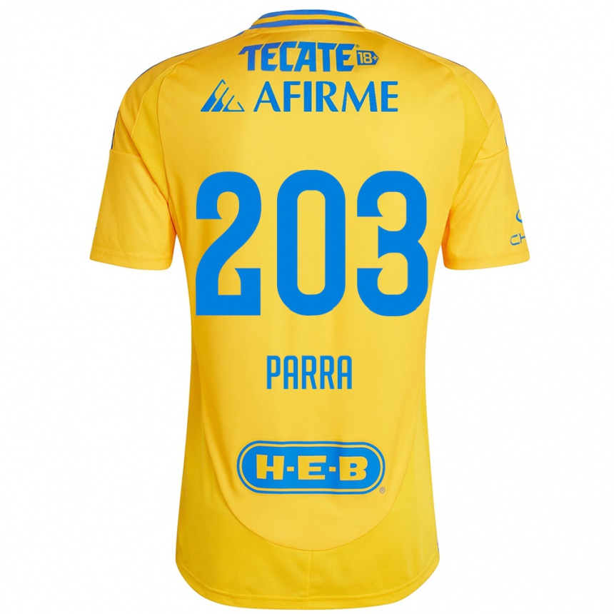 Gyermek Labdarúgás Bernardo Parra #203 Arany Sárga Hazai Jersey 2024/25 Mez Póló Ing