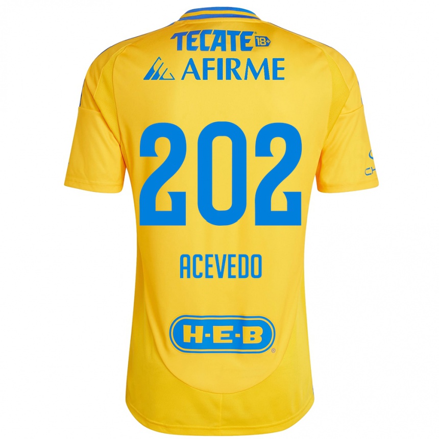 Gyermek Labdarúgás José Acevedo #202 Arany Sárga Hazai Jersey 2024/25 Mez Póló Ing