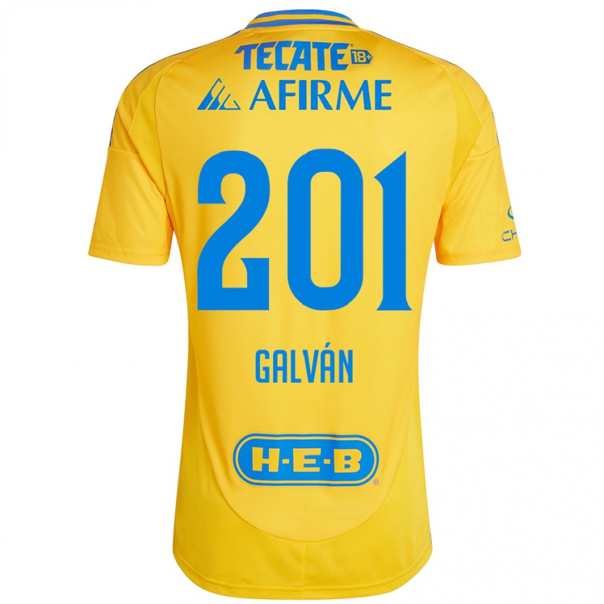 Gyermek Labdarúgás Isac Galván #201 Arany Sárga Hazai Jersey 2024/25 Mez Póló Ing