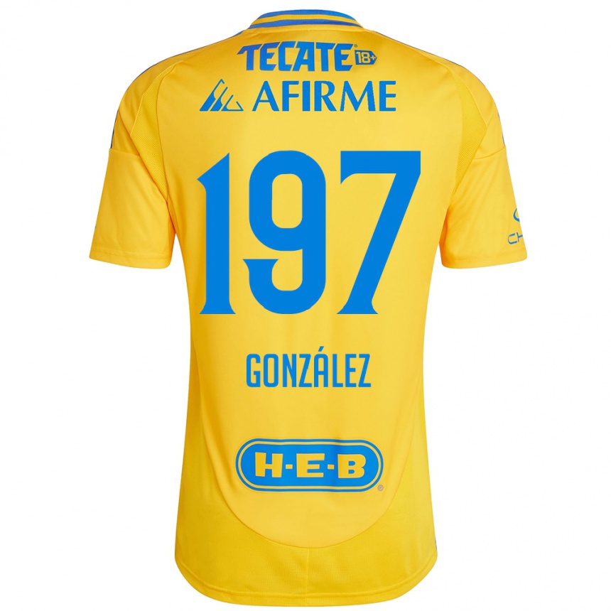 Gyermek Labdarúgás Germán González #197 Arany Sárga Hazai Jersey 2024/25 Mez Póló Ing