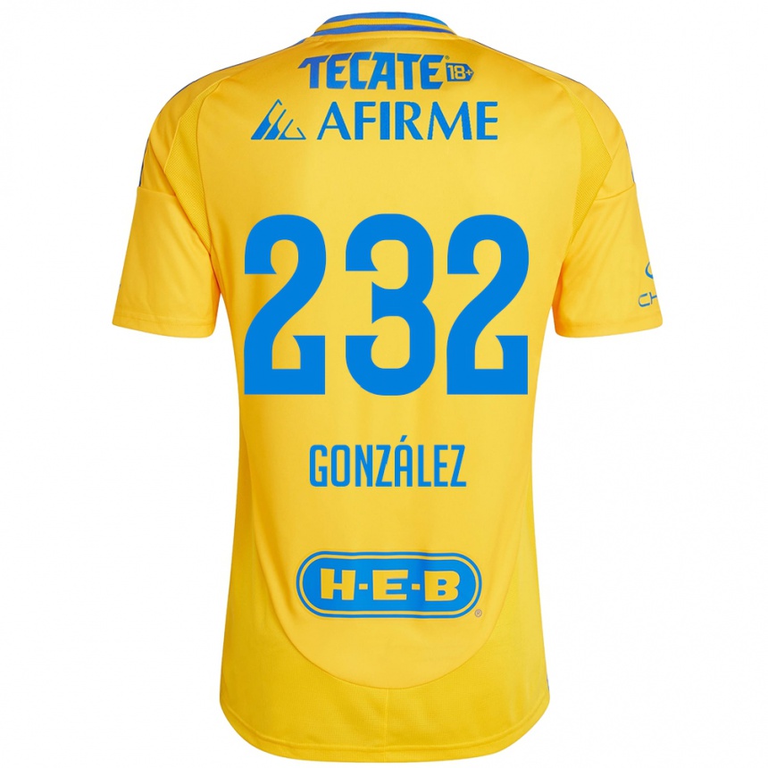 Gyermek Labdarúgás César González #232 Arany Sárga Hazai Jersey 2024/25 Mez Póló Ing