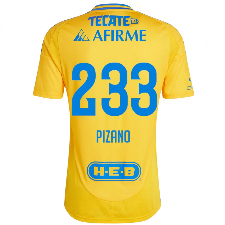 Gyermek Labdarúgás Juan Pizano #233 Arany Sárga Hazai Jersey 2024/25 Mez Póló Ing