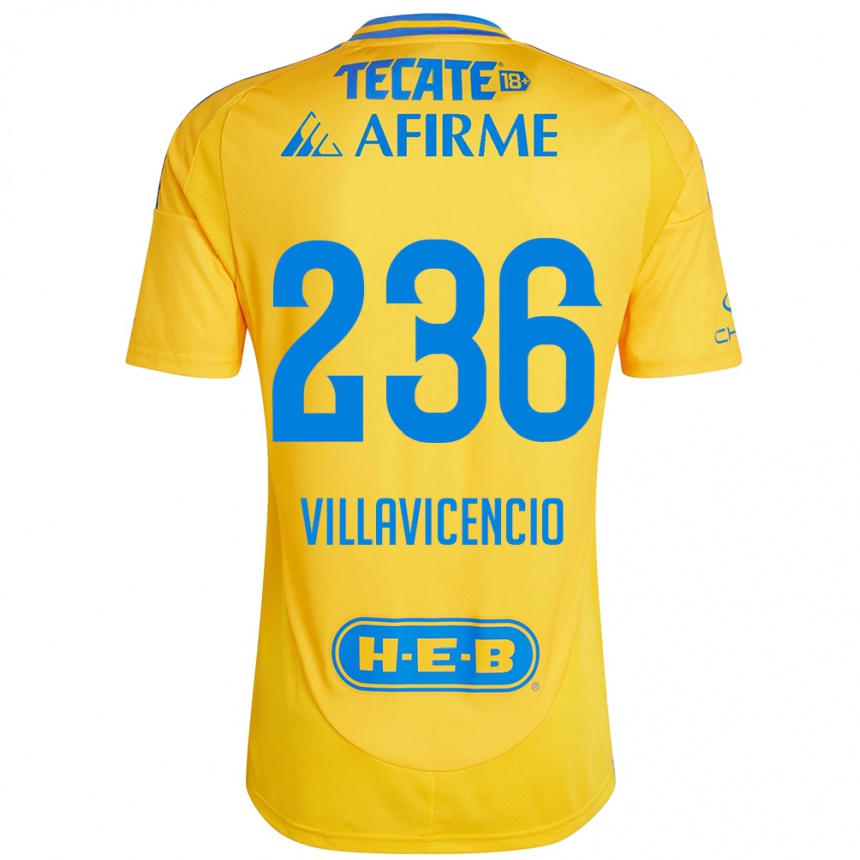 Gyermek Labdarúgás Edgar Villavicencio #236 Arany Sárga Hazai Jersey 2024/25 Mez Póló Ing