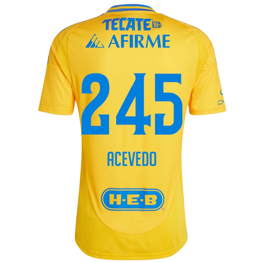 Gyermek Labdarúgás Kevin Acevedo #245 Arany Sárga Hazai Jersey 2024/25 Mez Póló Ing