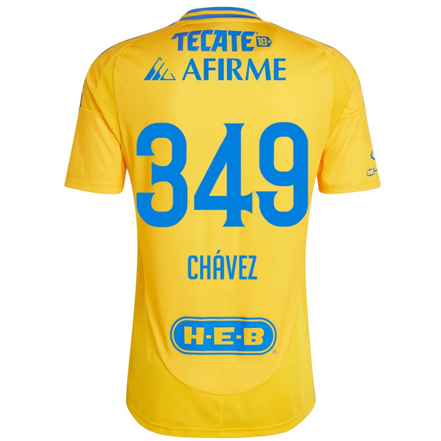 Gyermek Labdarúgás Jorge Chávez #349 Arany Sárga Hazai Jersey 2024/25 Mez Póló Ing