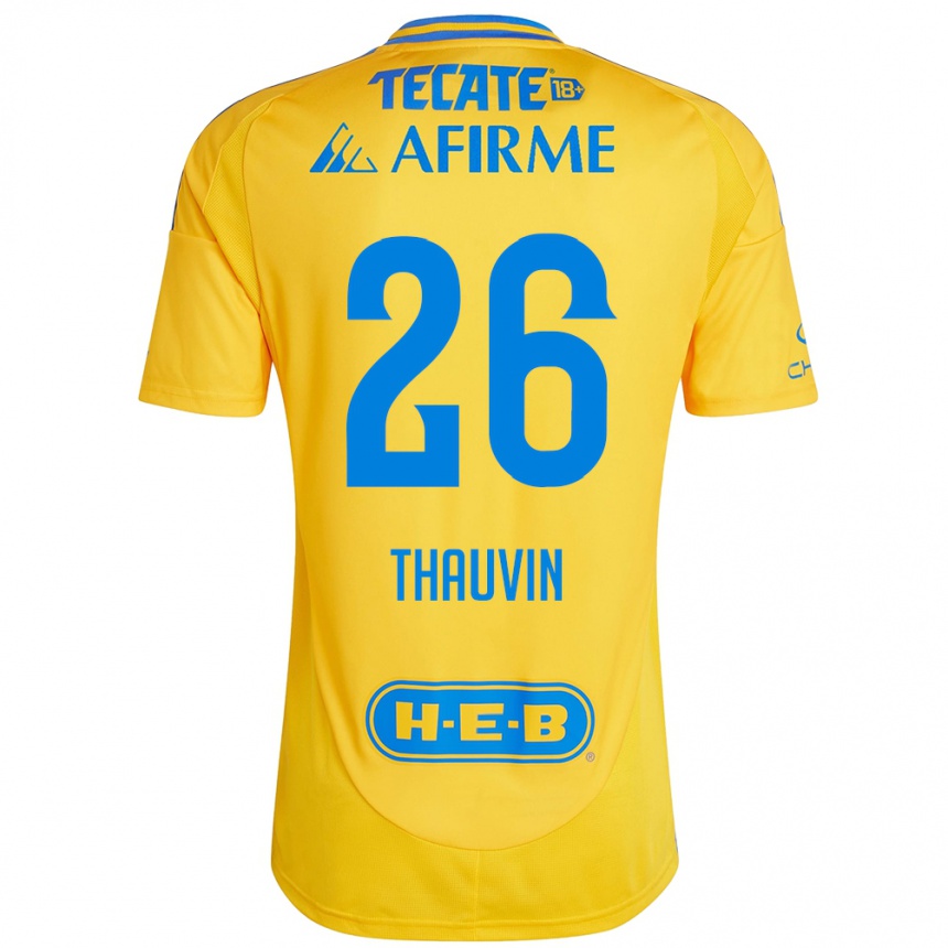 Gyermek Labdarúgás Florian Thauvin #26 Arany Sárga Hazai Jersey 2024/25 Mez Póló Ing