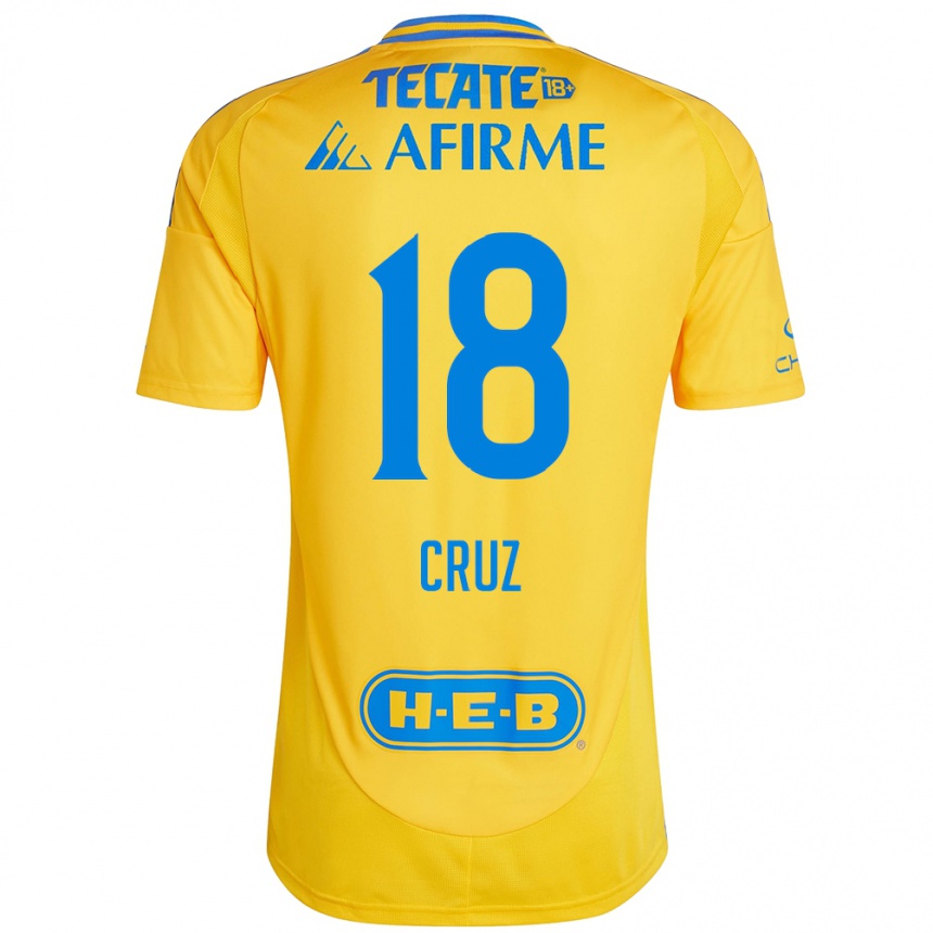 Gyermek Labdarúgás Belen Cruz #18 Arany Sárga Hazai Jersey 2024/25 Mez Póló Ing