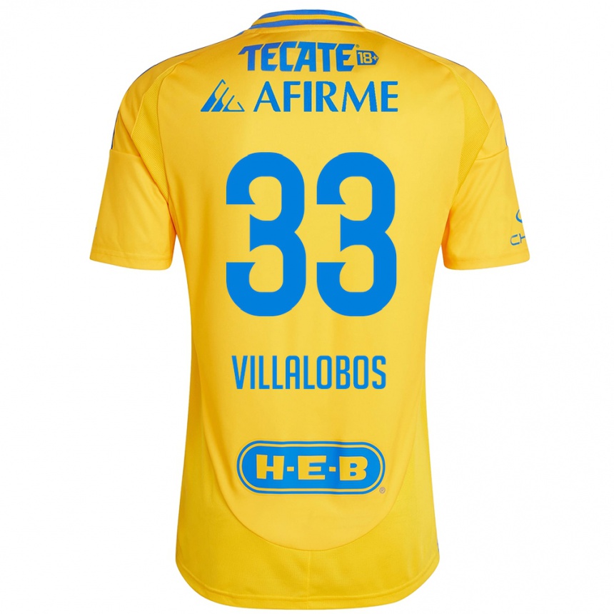 Gyermek Labdarúgás Vania Villalobos #33 Arany Sárga Hazai Jersey 2024/25 Mez Póló Ing