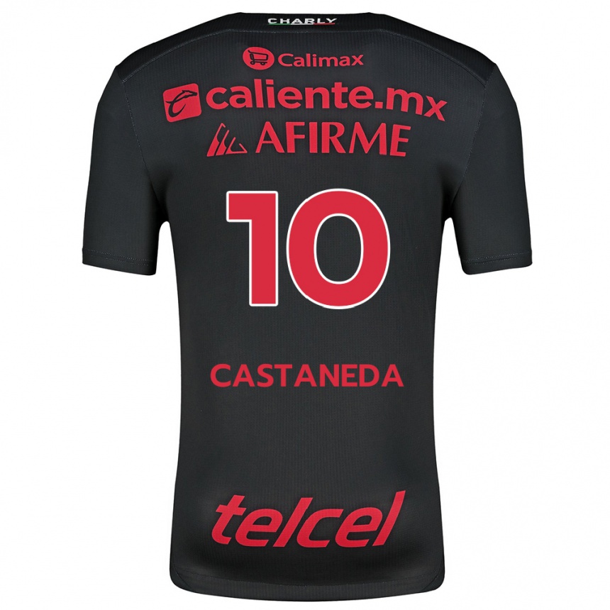 Gyermek Labdarúgás Kevin Castañeda #10 Fekete Piros Hazai Jersey 2024/25 Mez Póló Ing