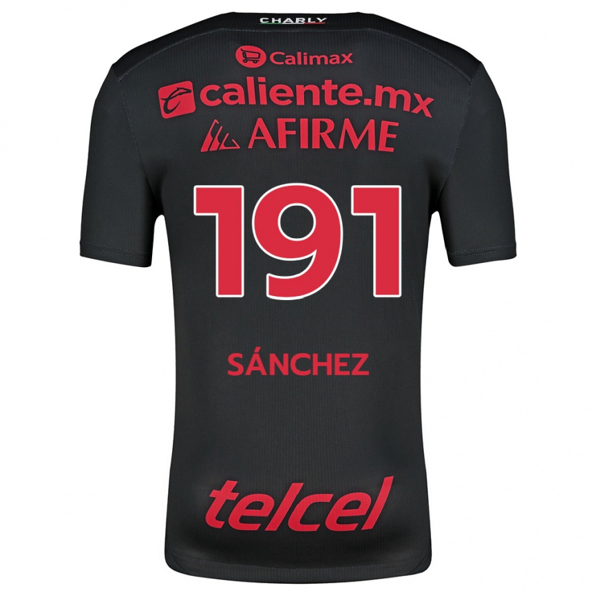 Gyermek Labdarúgás Diego Sánchez #191 Fekete Piros Hazai Jersey 2024/25 Mez Póló Ing