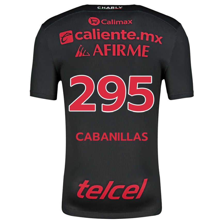 Gyermek Labdarúgás Osvaldo Cabanillas #295 Fekete Piros Hazai Jersey 2024/25 Mez Póló Ing