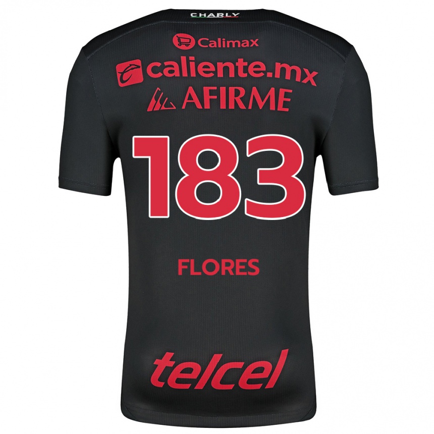 Gyermek Labdarúgás Abraham Flores #183 Fekete Piros Hazai Jersey 2024/25 Mez Póló Ing