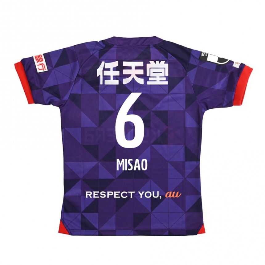 Gyermek Labdarúgás Yuto Misao #6 Lila Fehér Hazai Jersey 2024/25 Mez Póló Ing