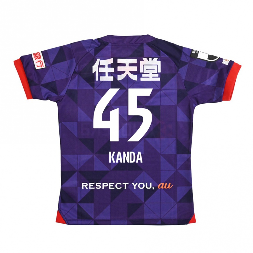 Gyermek Labdarúgás Kotaro Kanda #45 Lila Fehér Hazai Jersey 2024/25 Mez Póló Ing