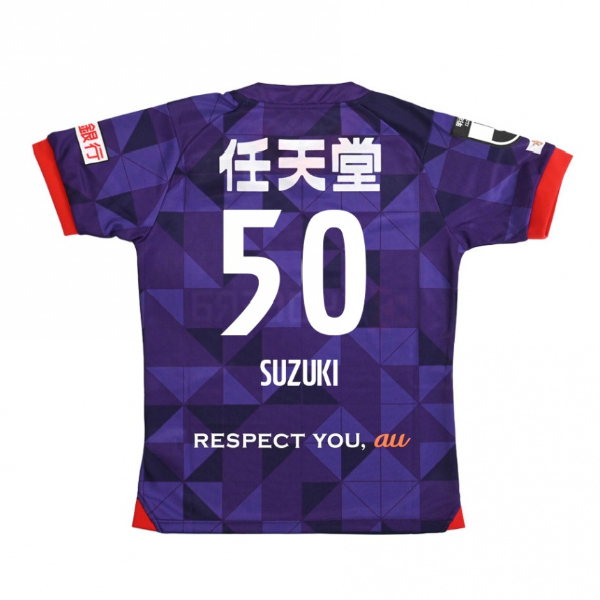 Gyermek Labdarúgás Yoshinori Suzuki #50 Lila Fehér Hazai Jersey 2024/25 Mez Póló Ing