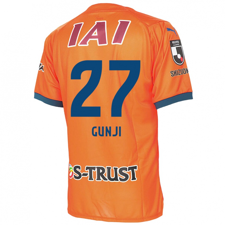 Gyermek Labdarúgás Riku Gunji #27 Orange Blue Hazai Jersey 2024/25 Mez Póló Ing