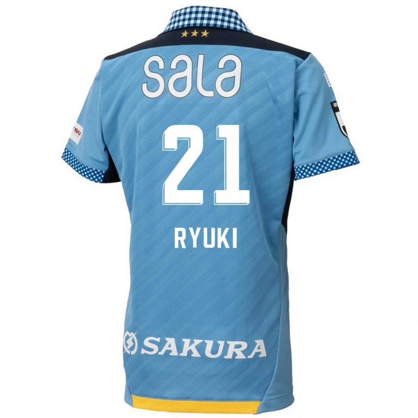 Gyermek Labdarúgás Ryuki Miura #21 Kék Fekete Hazai Jersey 2024/25 Mez Póló Ing