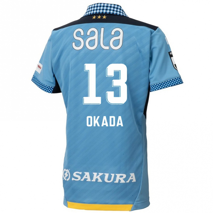 Gyermek Labdarúgás Kosei Okada #13 Kék Fekete Hazai Jersey 2024/25 Mez Póló Ing