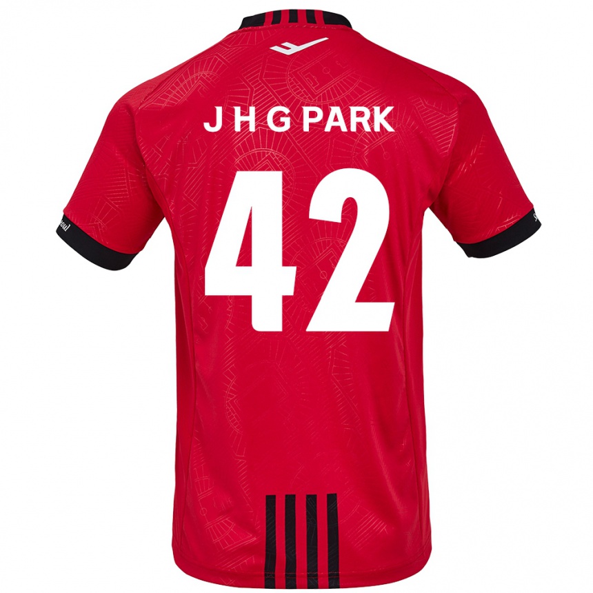 Gyermek Labdarúgás Jang Han-Gyeol Park #42 Piros Fekete Hazai Jersey 2024/25 Mez Póló Ing