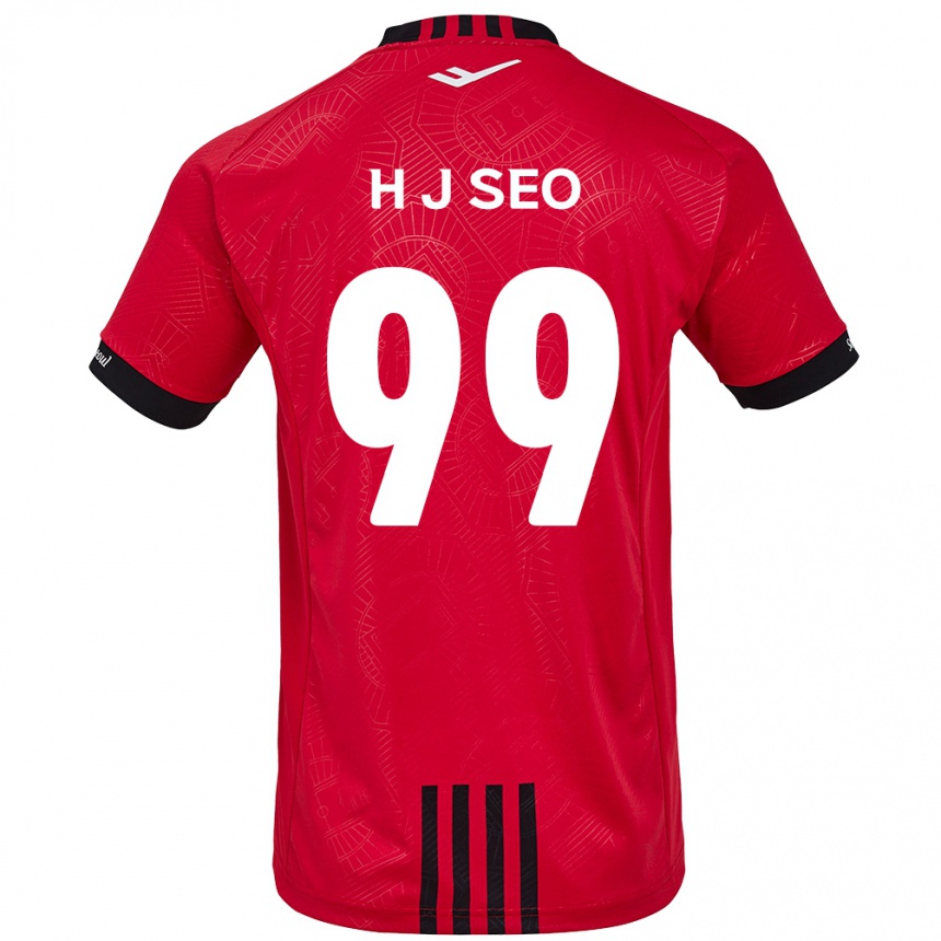 Gyermek Labdarúgás Ju-Hwan Seo #99 Piros Fekete Hazai Jersey 2024/25 Mez Póló Ing