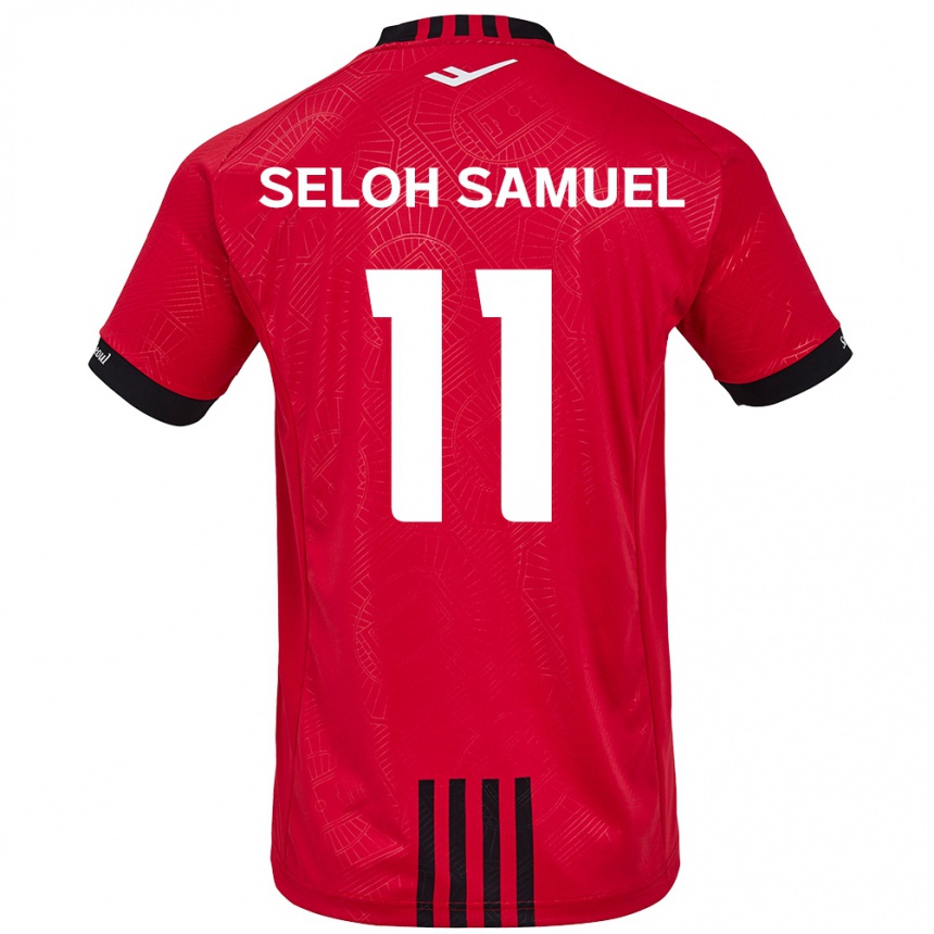 Gyermek Labdarúgás Gbato Seloh Samuel #11 Piros Fekete Hazai Jersey 2024/25 Mez Póló Ing