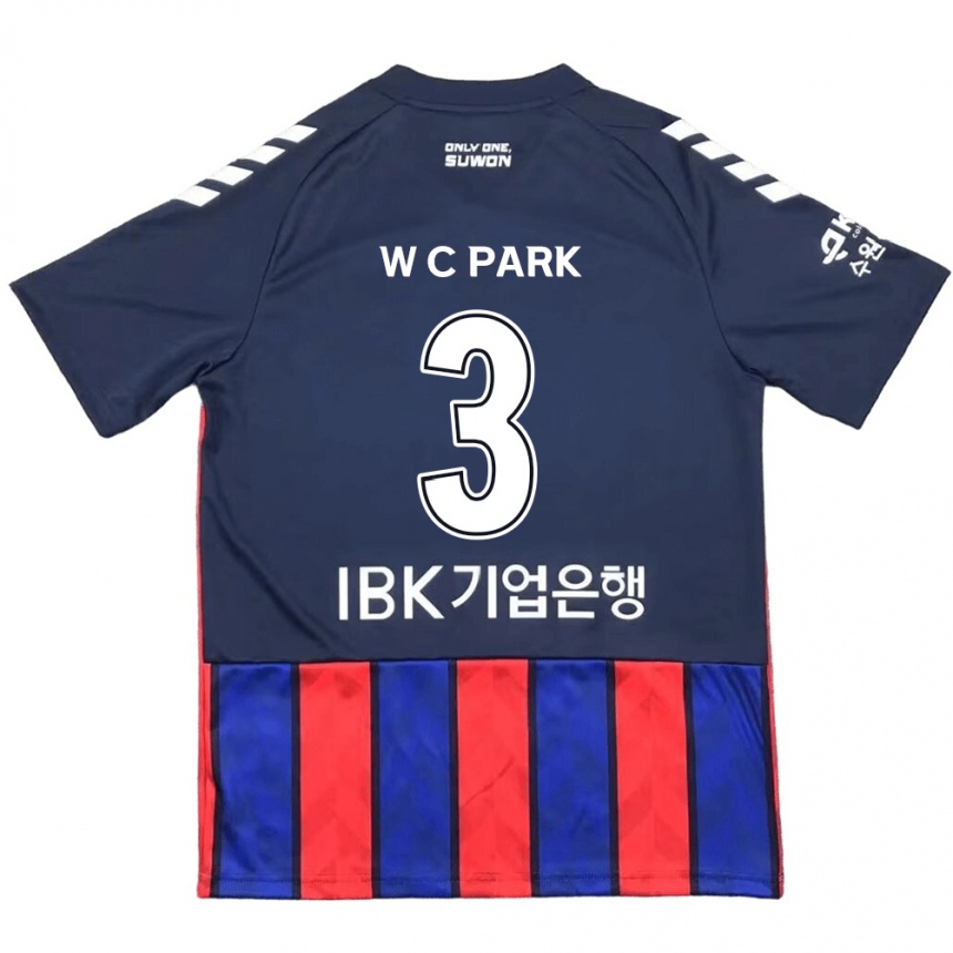 Gyermek Labdarúgás Cheol-Woo Park #3 Kék Piros Hazai Jersey 2024/25 Mez Póló Ing