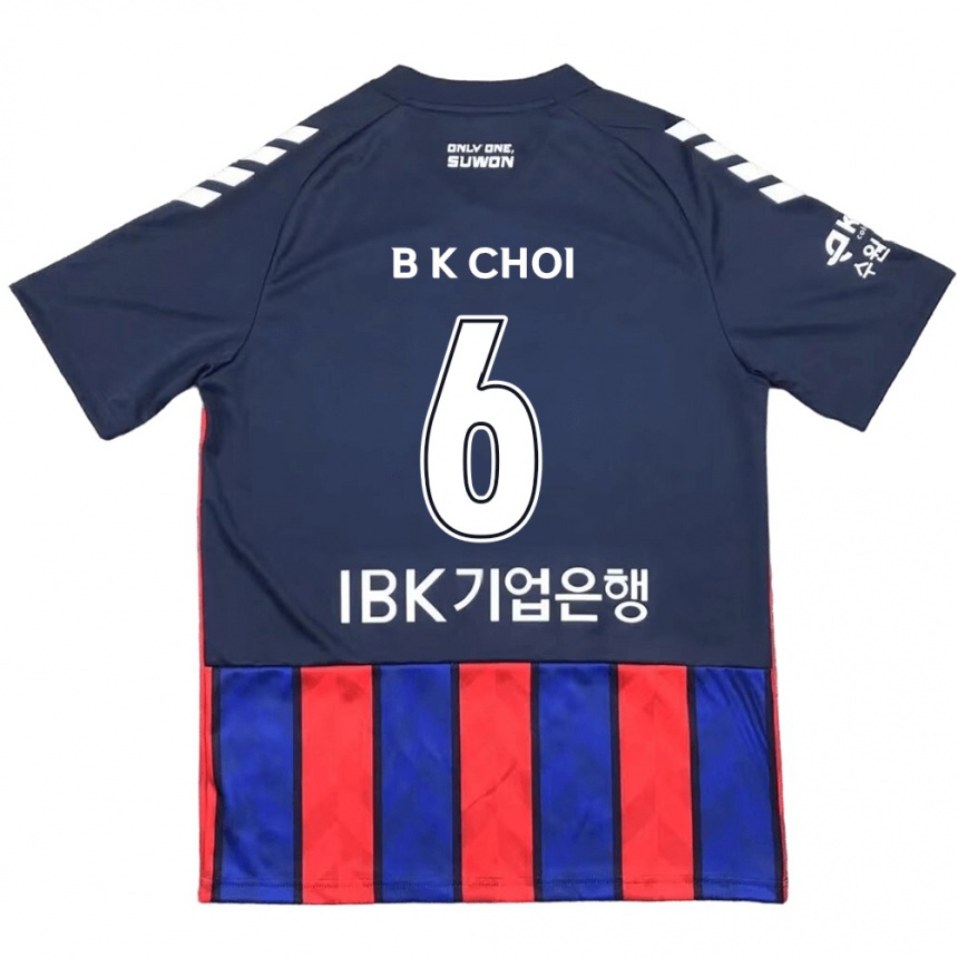 Gyermek Labdarúgás Kyu-Baek Choi #6 Kék Piros Hazai Jersey 2024/25 Mez Póló Ing