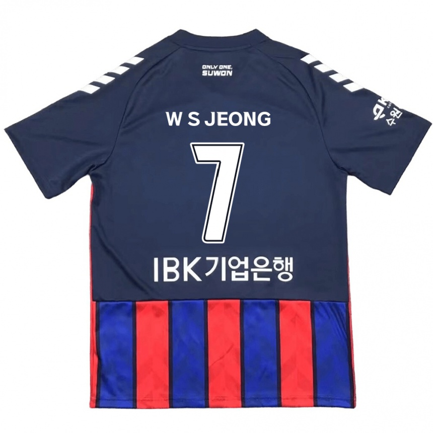 Gyermek Labdarúgás Seung-Won Jeong #7 Kék Piros Hazai Jersey 2024/25 Mez Póló Ing