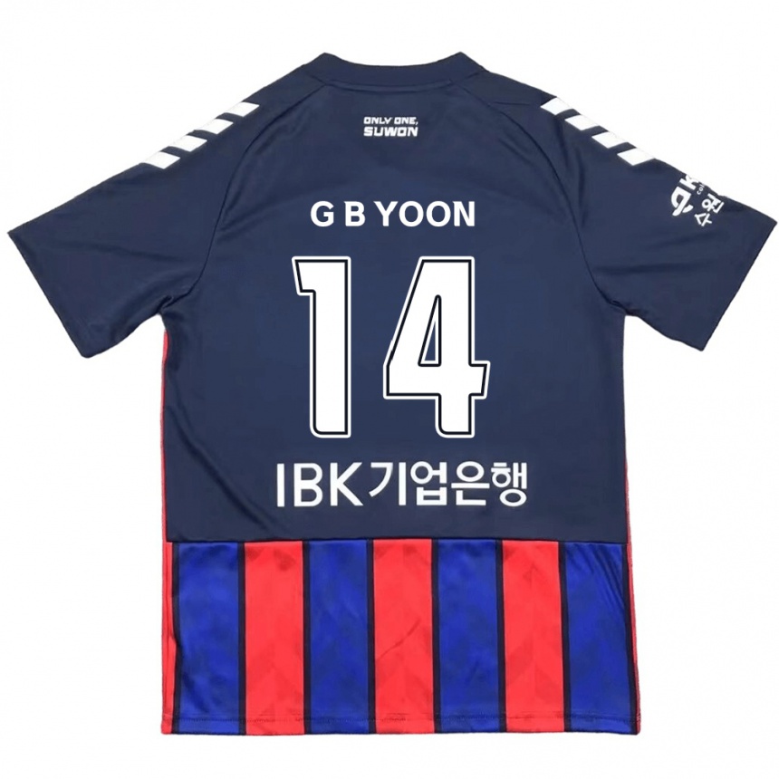 Gyermek Labdarúgás Bit-Garam Yoon #14 Kék Piros Hazai Jersey 2024/25 Mez Póló Ing