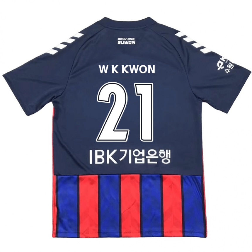 Gyermek Labdarúgás Kyung-Won Kwon #21 Kék Piros Hazai Jersey 2024/25 Mez Póló Ing