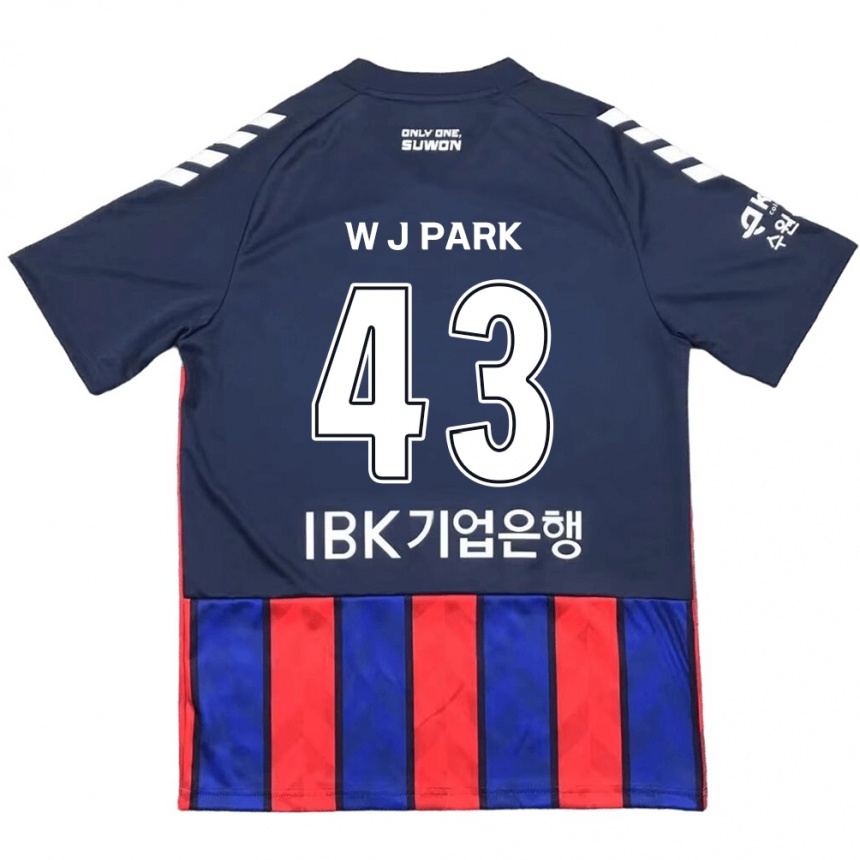 Gyermek Labdarúgás Jin-Woo Park #43 Kék Piros Hazai Jersey 2024/25 Mez Póló Ing