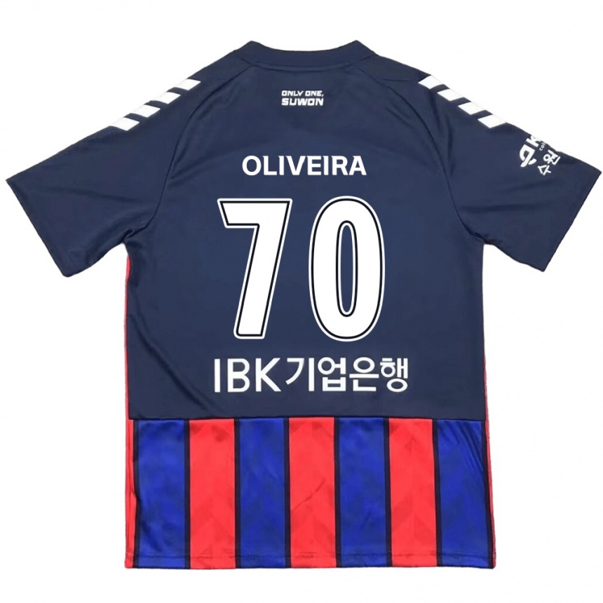 Gyermek Labdarúgás Anderson Oliveira #70 Kék Piros Hazai Jersey 2024/25 Mez Póló Ing