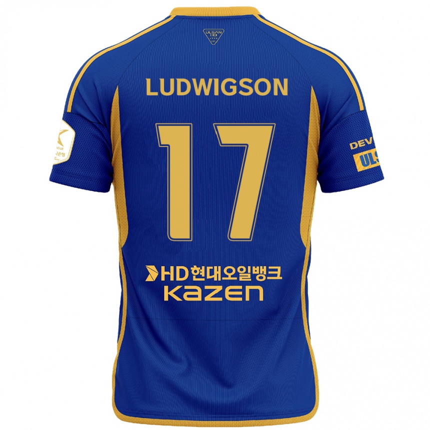 Gyermek Labdarúgás Gustav Ludwigson #17 Kék Sárga Hazai Jersey 2024/25 Mez Póló Ing